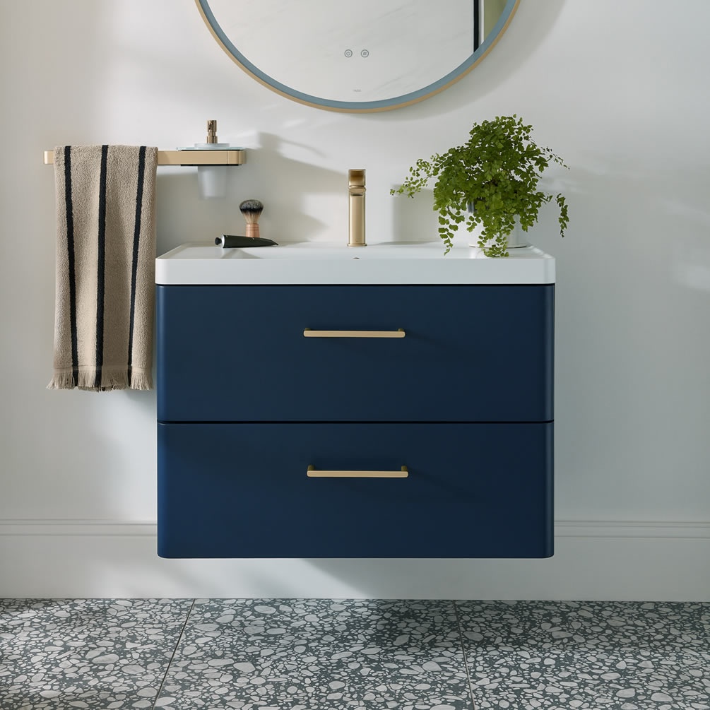 Vado Cameo 800mm Atlantic Blue Wall Hung 2 Drawer Vanity Unit & Basin - Lifestyle Image 1